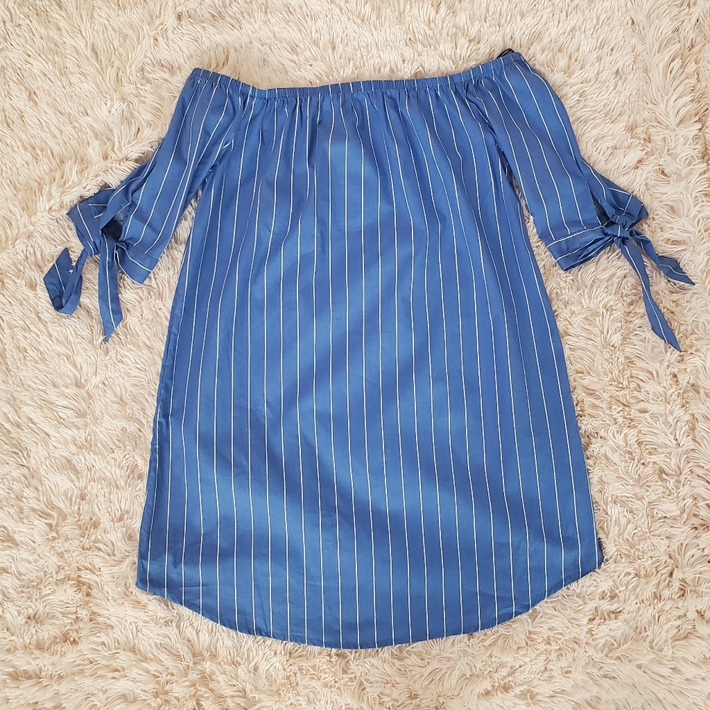 Off the shoulder striped dress - mid length